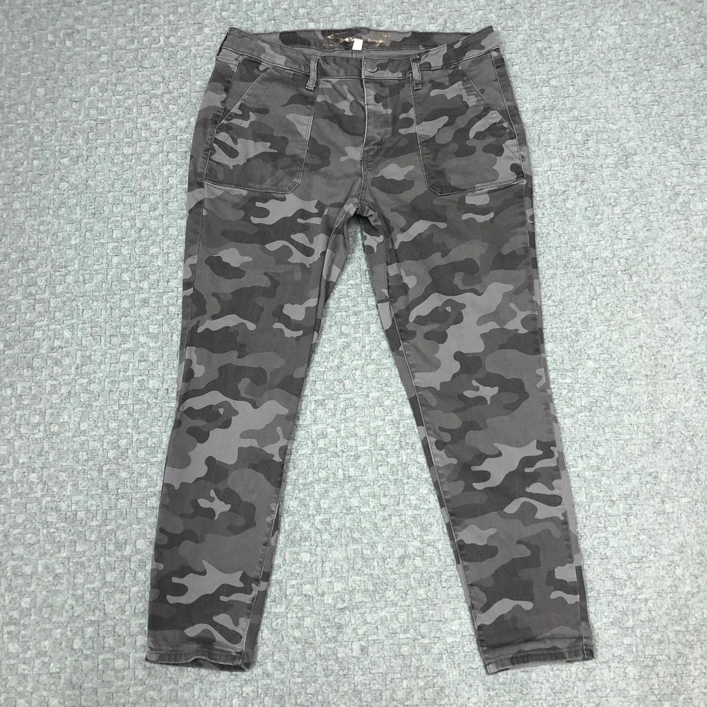 Seven7 Utility Ankle Skinny Pants Womens 14 Gray Camouflage Stretch Casual Core